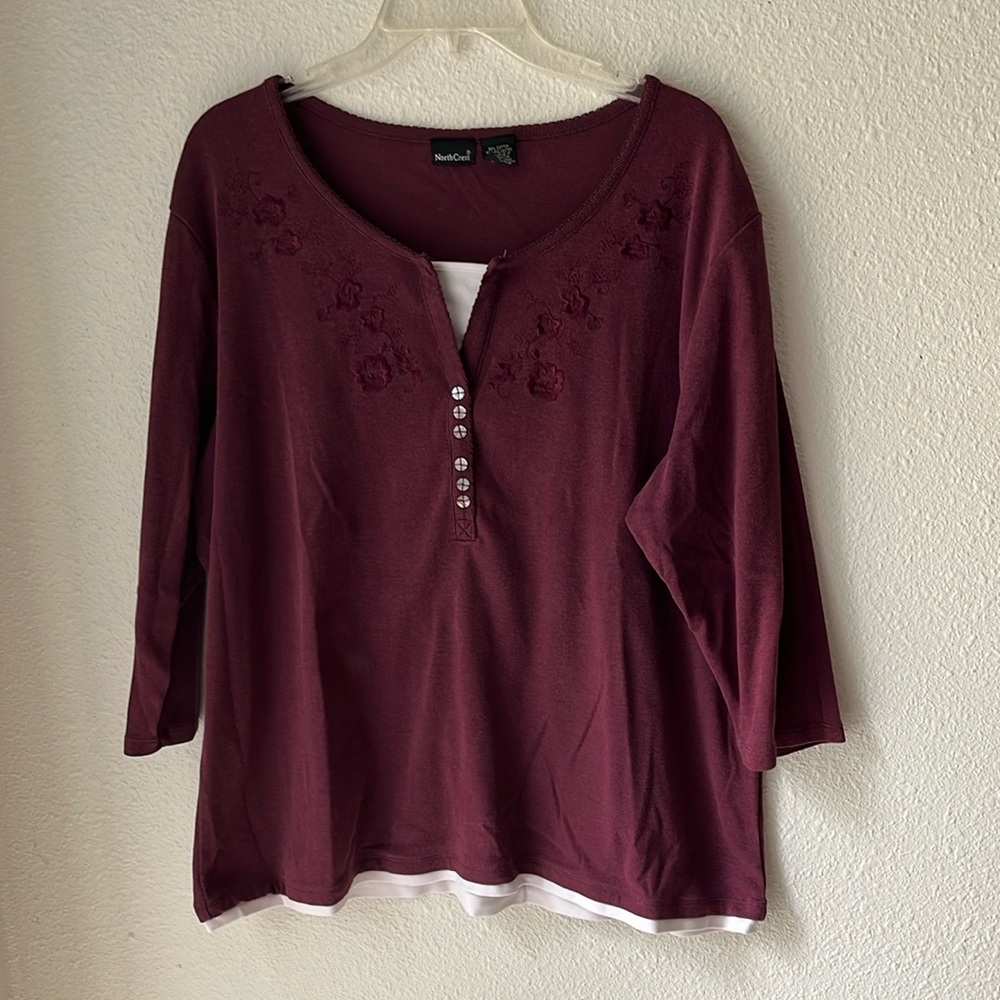 Northcrest Maroon Floral Blouse